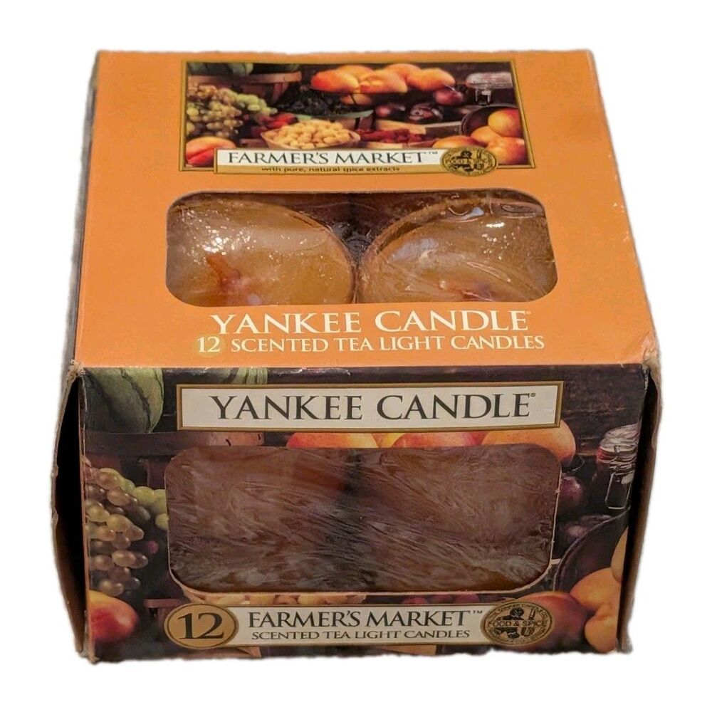 Yankee Candle FARMER’S MARKET Scented Tea Light Candles, 12 Count RETIRED NIB
